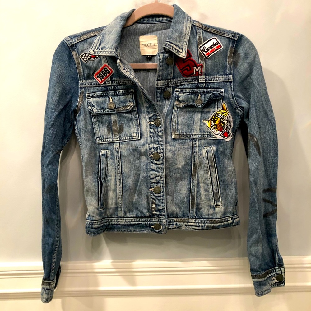Hidden Jeans Patchwork Denim Jacket Xs - image 1